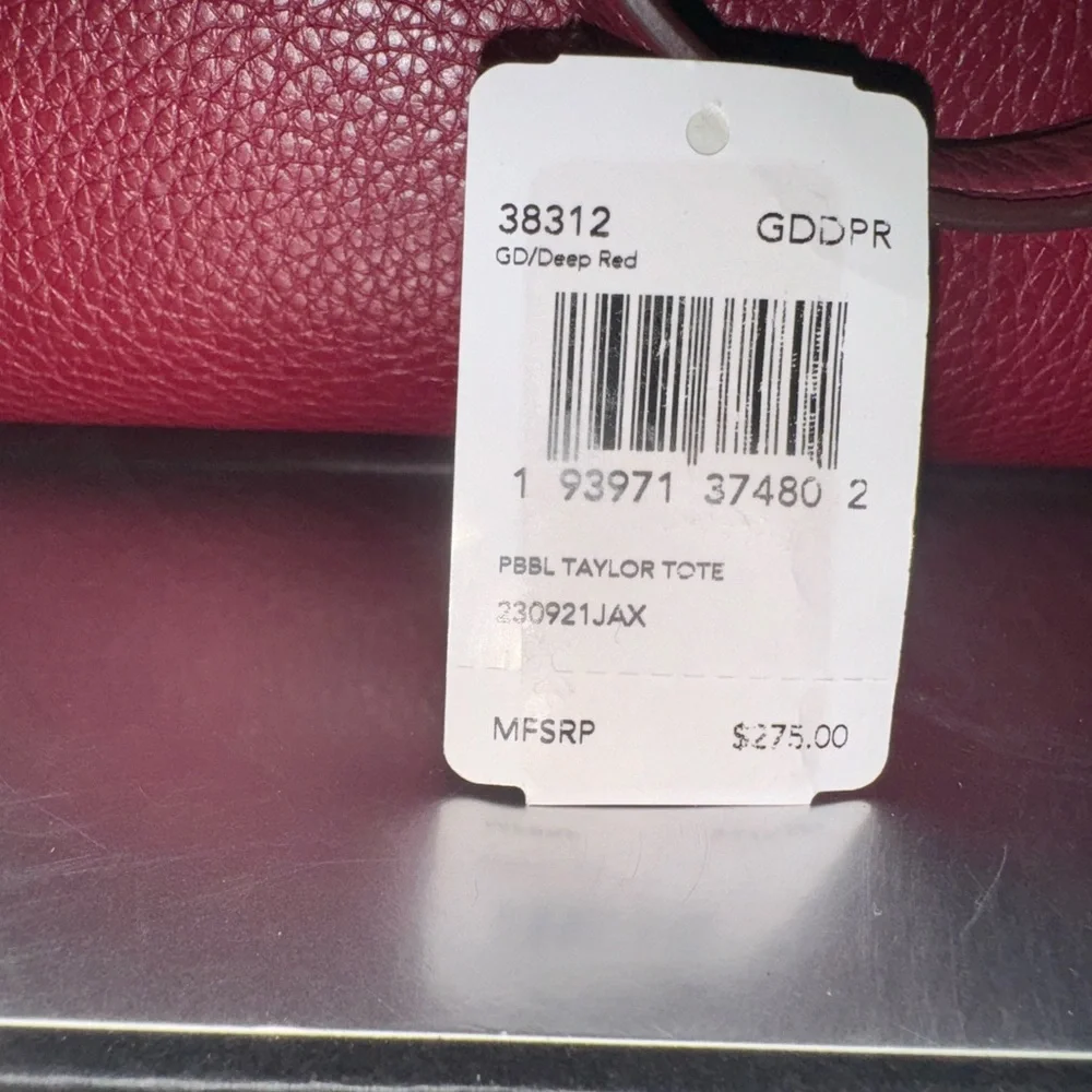 Brand New Coach Pebbled Leather Tote Bag - Deep Red - Picture 8 of 9